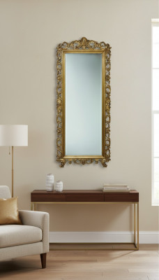 Klassieke grote spiegel wandspiegel luxe hangspiegel hout goud garderobe SP6480