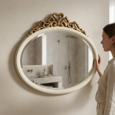 Flurspiegel Spiegel Wandspiegel Bad Rund Holz Wand Dekoration Spieglein Barock  Gangspiegel Spiegel Wandspiegel Bad Rond Hout Muurdecoratie Spiegel Barok