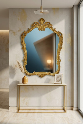 Spiegel Wandspiegel Barock Rokoko Hal Wohnzimmer Bad Holz Glas Design SP7560