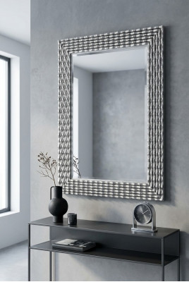 Klassieke wandspiegel houten spiegel meubels barok glazen frame wand zilver 82x108