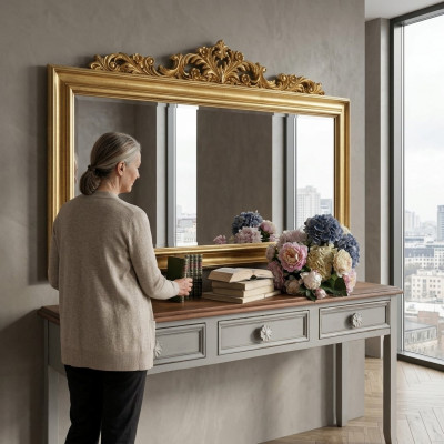 Spiegel houten frame Grote wandspiegel Luxe Klassiek designer Barok Rococo hout