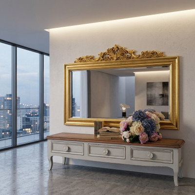Spiegel houten frame Grote wandspiegel Luxe Klassiek designer Barok Rococo hout