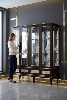 Klassieke designvitrinekast Italiaanse meubels Vitrines Glas Nieuw
