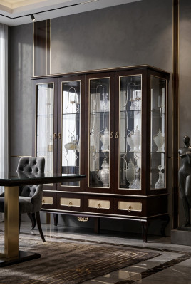 Klassieke designvitrinekast Italiaanse meubels Vitrines Glas Nieuw