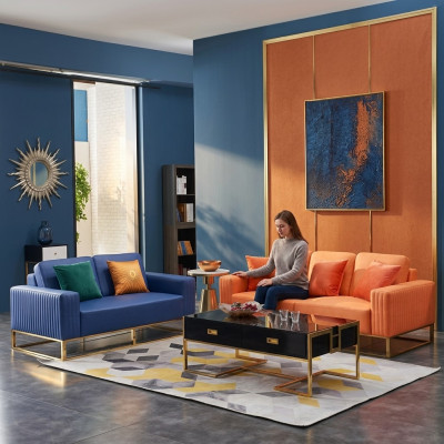 Sofaset van 3+2-zits Designer Gestoffeerde Bankstel Moderne banken