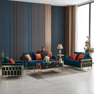 Bankstel 3+2+1 zits Relaxset Design Bankstellen Gestoffeerde Banken Leer