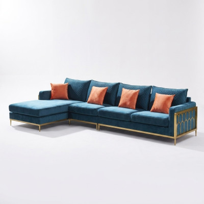 Hoekbank Grijs Stof L-Vorm Bank Bank Ontwerp Bekleding Textiel Modern