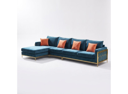 Hoekbank Grijs Stof L-Vorm Bank Bank Ontwerp Bekleding Textiel Modern