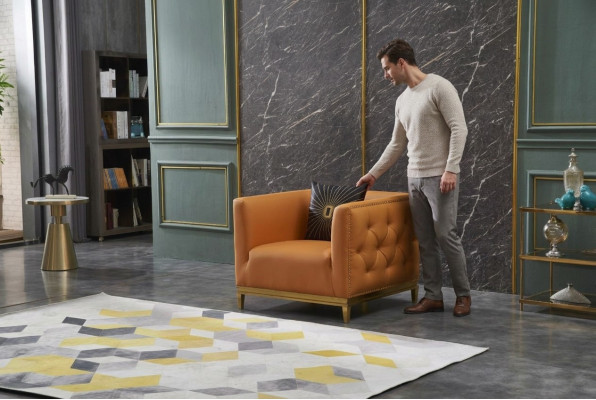 Fauteuil Design Bank Sofa Zitter Leder Lounge Decor Club Bekleding Luxe Oren