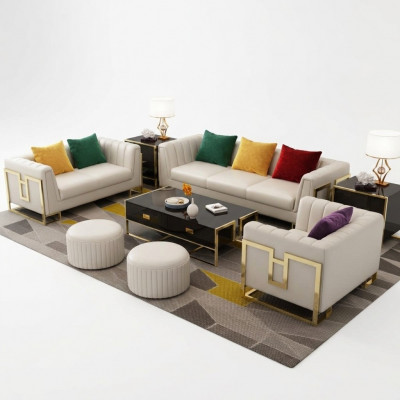 Leren bank Bank Bankstellen 3+2+1 zits Design set Moderne bank