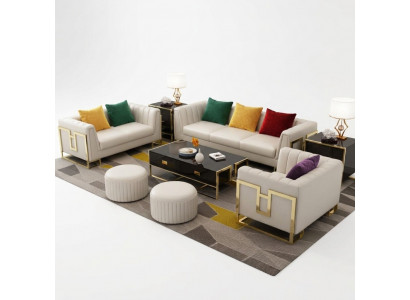 Leren bank Bank Bankstellen 3+2+1 zits Design set Moderne bank