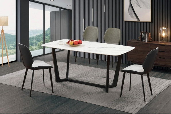 Luxe tafel roestvrij staal marmer imitatie stenen decor eettafel eetkamertafels