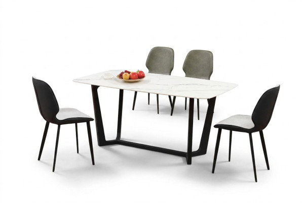 Luxe tafel roestvrij staal marmer imitatie stenen decor eettafel eetkamertafels