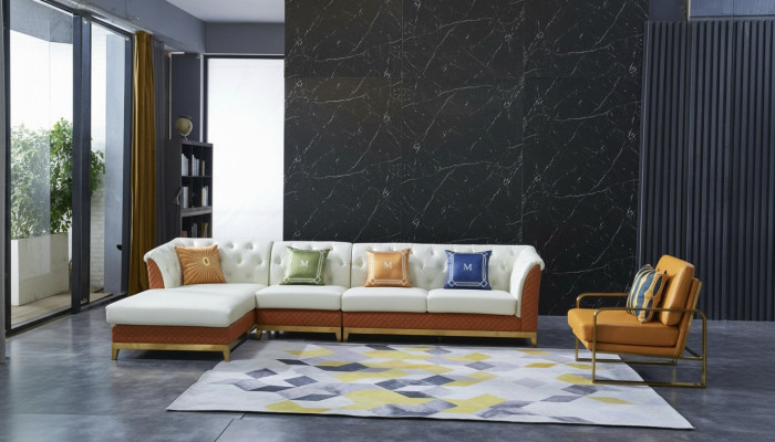 Ontwerp Bank Bank Hoekbank Luxe Voetenbank Stoffering Woonlandschap