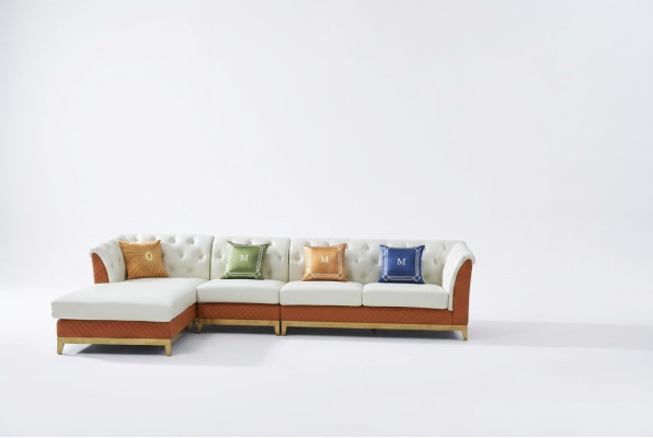 Ontwerp Bank Bank Hoekbank Luxe Voetenbank Stoffering Woonlandschap