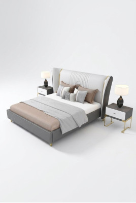 Luxe slaapkamer bed nachtkastje commode 3-delig set ontwerp bedden