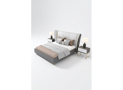 Luxe slaapkamer bed nachtkastje commode 3-delig set ontwerp bedden