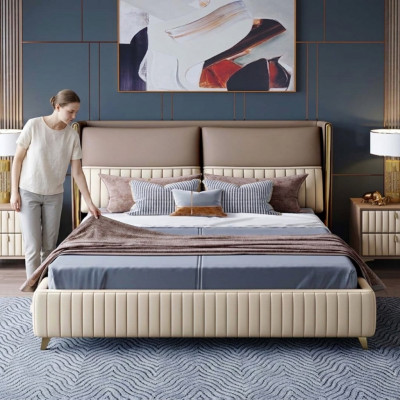 Bed 3 delig. Slaapkamer Set Ontwerp Modern Luxe Slaapkamer Nachtkastje
