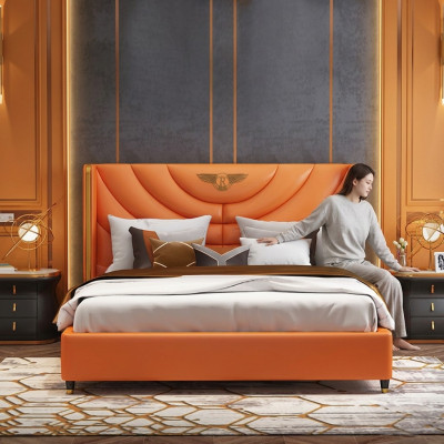 Houten designbed Dubbele luxe huwelijks hotel Modern frame Slaapkamer