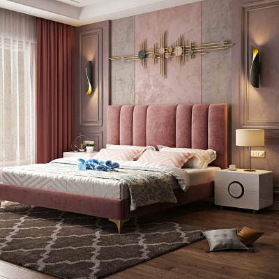 Luxe slaapkamermeubilair Compleet 3-delige set Bed 2x nachtkastjes Modern