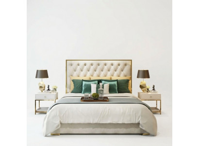 Klassieke Engelse stijl bed tweepersoons textiel Chesterfield bedden 180x200cm