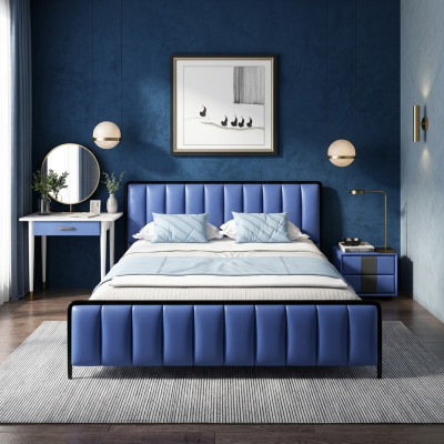 Ontwerp tweepersoons leren bed bedden bed leren slaapkamer meubels huwelijk 180x200