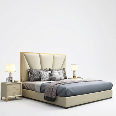 Bed Slaapkamer Set Design Meubels Luxe Decoratie Bedden 2x Nachtkastje 3-delig