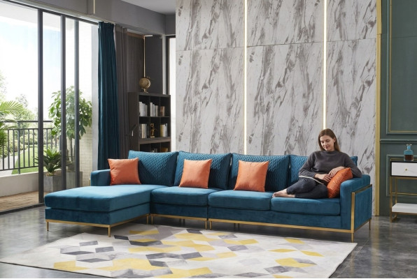 Woonlandschap hoekbank L-vorm fauteuil decoratie set meubelstuk modern bankstel leer NIEUW