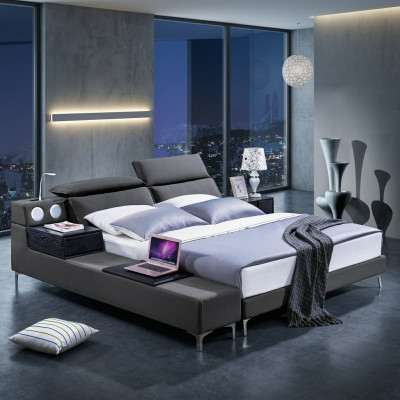 Ontwerp tweepersoonslederen bed bedden bed gestoffeerd lederen slaapkamer huwelijk 180x200.