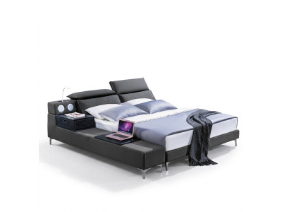 Ontwerp tweepersoonslederen bed bedden bed gestoffeerd lederen slaapkamer huwelijk 180x200.