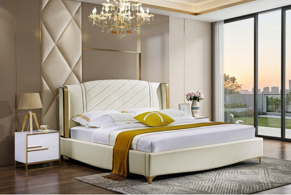 Ontwerper gestoffeerd tweepersoonsbed bedden bed slaapkamer echtelijk bed textiel leer nieuw