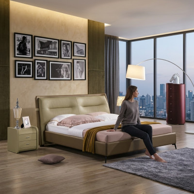 Tweepersoonsbed Slaapkamer Bedden Luxe Meubels Tweepersoons Bed Hotelfaciliteit Bruin