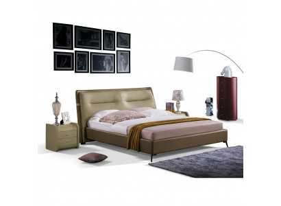 Leren bed tweepersoonsbed slaapkamer fluweel bedden bedframe nachtkastje 3-delige set.