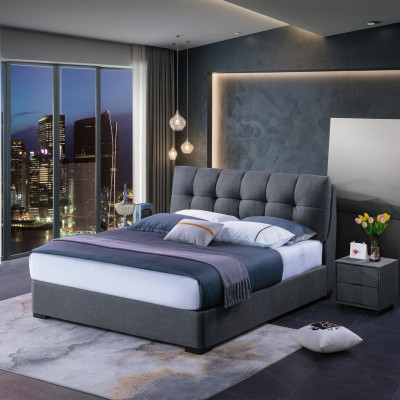 Bed Ontwerp Luxe Dubbele Hotelbedden Huwelijksslaapkamer Blauw Stijl Wit