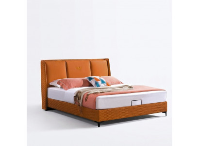 Bedbekleding Oranje Luxe Dubbele Hotelbedden Leren Slaapkamer 180x200