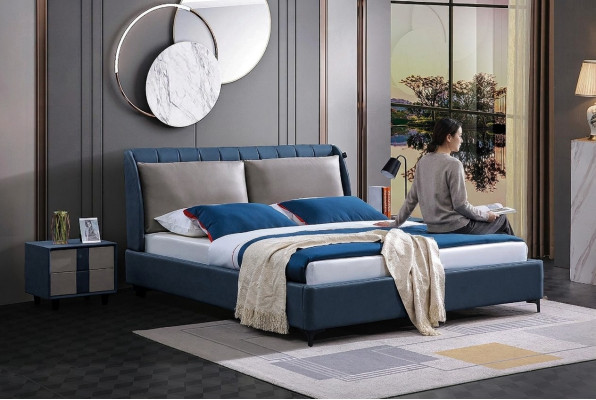 Luxe houten bed huwelijk tweepersoonsbed bedden design gestoffeerde slaapkamer 180x200 Nieuw.