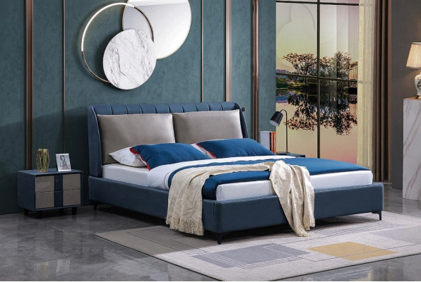 Luxe houten bed huwelijk tweepersoonsbed bedden design gestoffeerde slaapkamer 180x200 Nieuw.