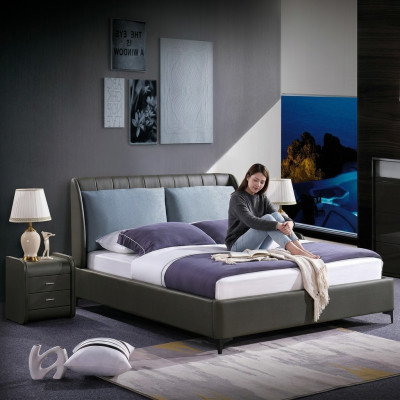 Tweepersoons slaapkamer bedden luxe taupe tweepersoons bed hotel inrichting modder