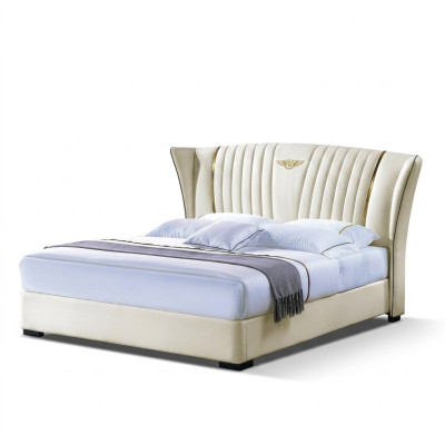 Houten bed Bed Tweepersoonsbed Echt hout Slaapkamer Hotel Bedden 180x200cm Leren bed
