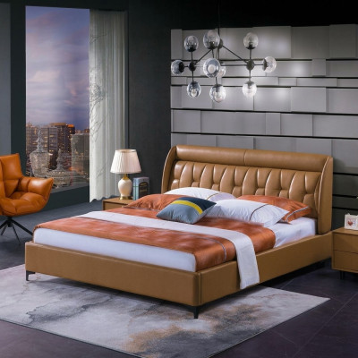 Ontwerp slaapkamer bed hout luxe bedden tweepersoons huwelijk gestoffeerde meubels 180x200cm