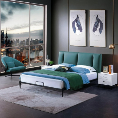 Groen design bed dubbele luxe huwelijk modern hotel frame slaap