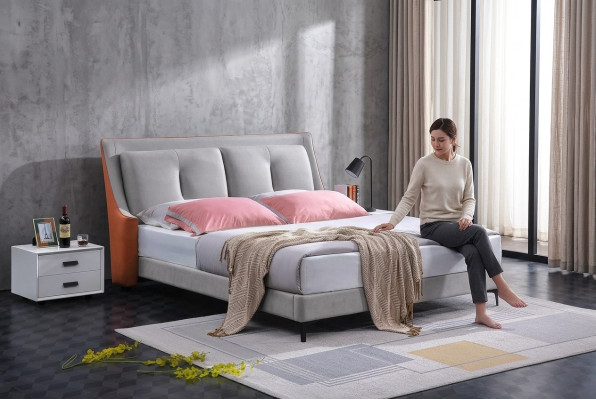Klassiek bed Tweepersoonsbed Bedden Hout Grijs Stijl Massief hout Slaapkamer Nieuw