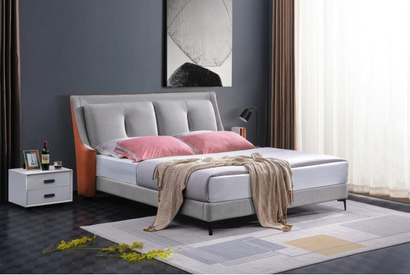 Klassiek bed Tweepersoonsbed Bedden Hout Grijs Stijl Massief hout Slaapkamer Nieuw