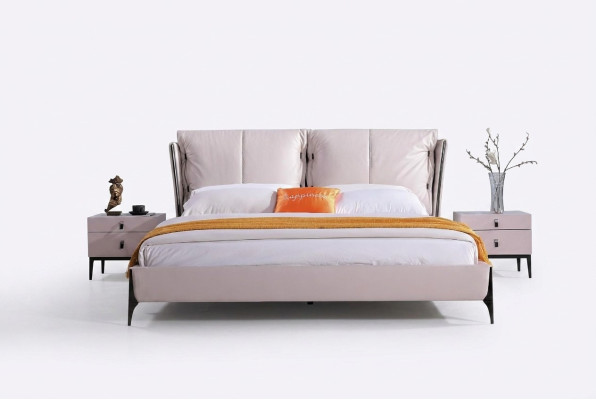 Bed leder 2x nachtkastje 3-delig slaapkamer set meubels Modern Luxe Bedden