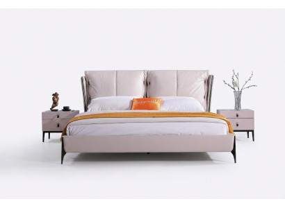 Bed leder 2x nachtkastje 3-delig slaapkamer set meubels Modern Luxe Bedden