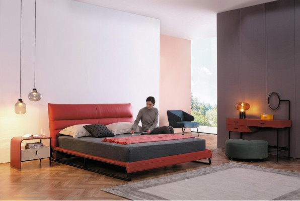 Bed bekleding ontwerp luxe decor dubbele hotelbedden slaapkamer leer.