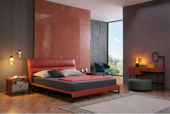 Bed bekleding ontwerp luxe decor dubbele hotelbedden slaapkamer leer.