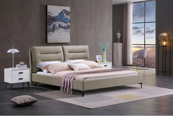 Meubels Bedden Tweepersoonsbed Slaapkamer Luxe Tweepersoonsbed Beige Hotelinrichting