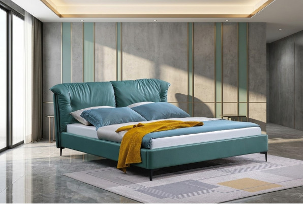 Ontwerp bed Bedden Textiel Leer Hotel Luxe Bekleed Twee Nieuwe Slaapkamer.