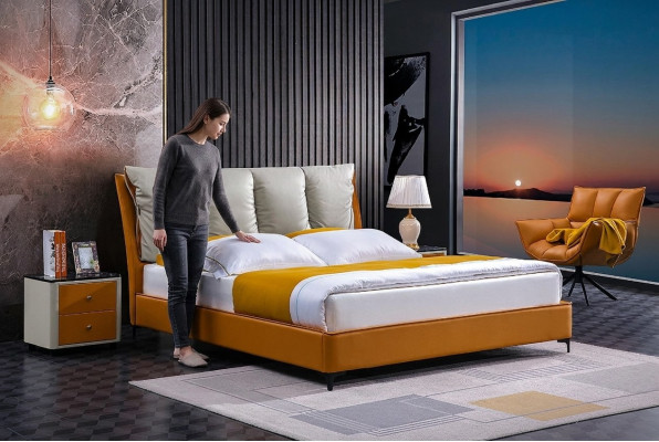 Luxe bed 3-delige set nachtkastje meubels slaapkamer luxe matras bedframe nieuw